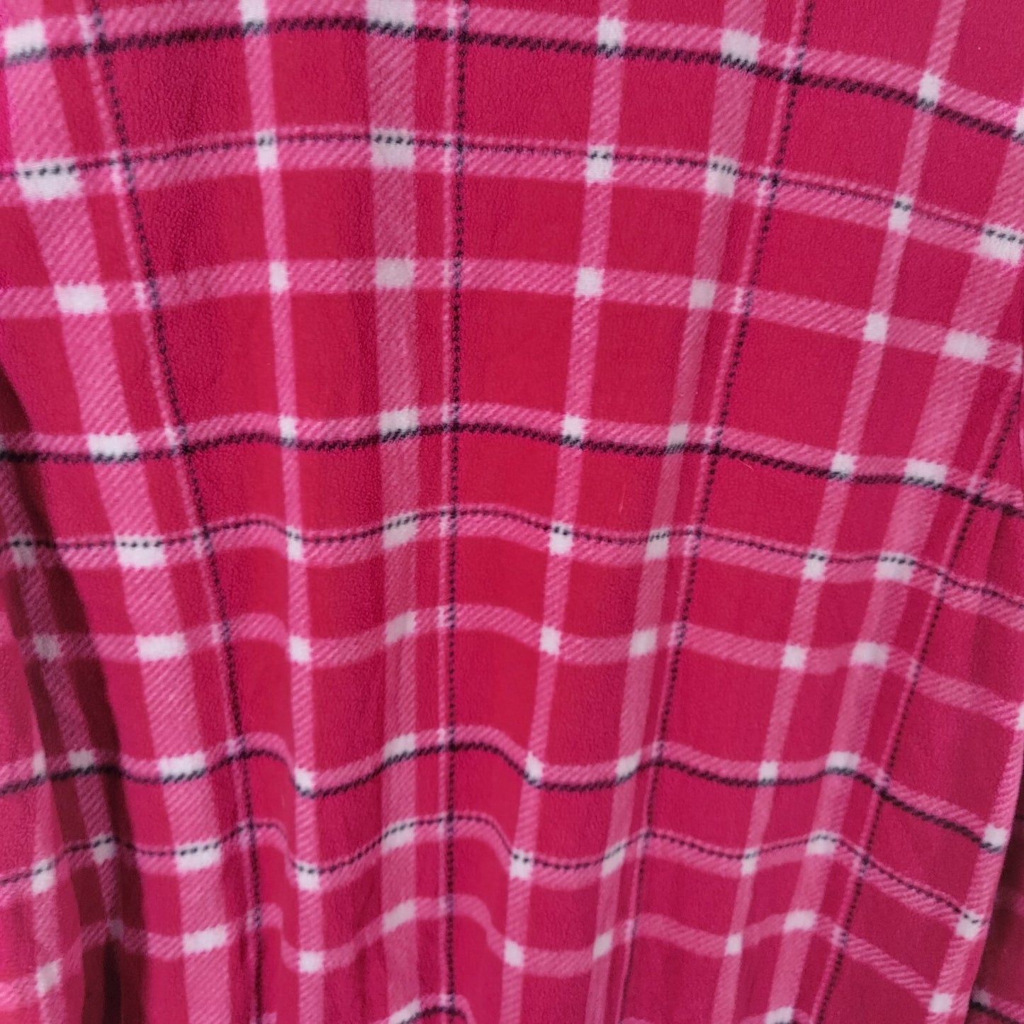 Faded Glory Women Pajama Top 2X 3X Plus Long Sleeve Pink Plaid Flannel Polyester