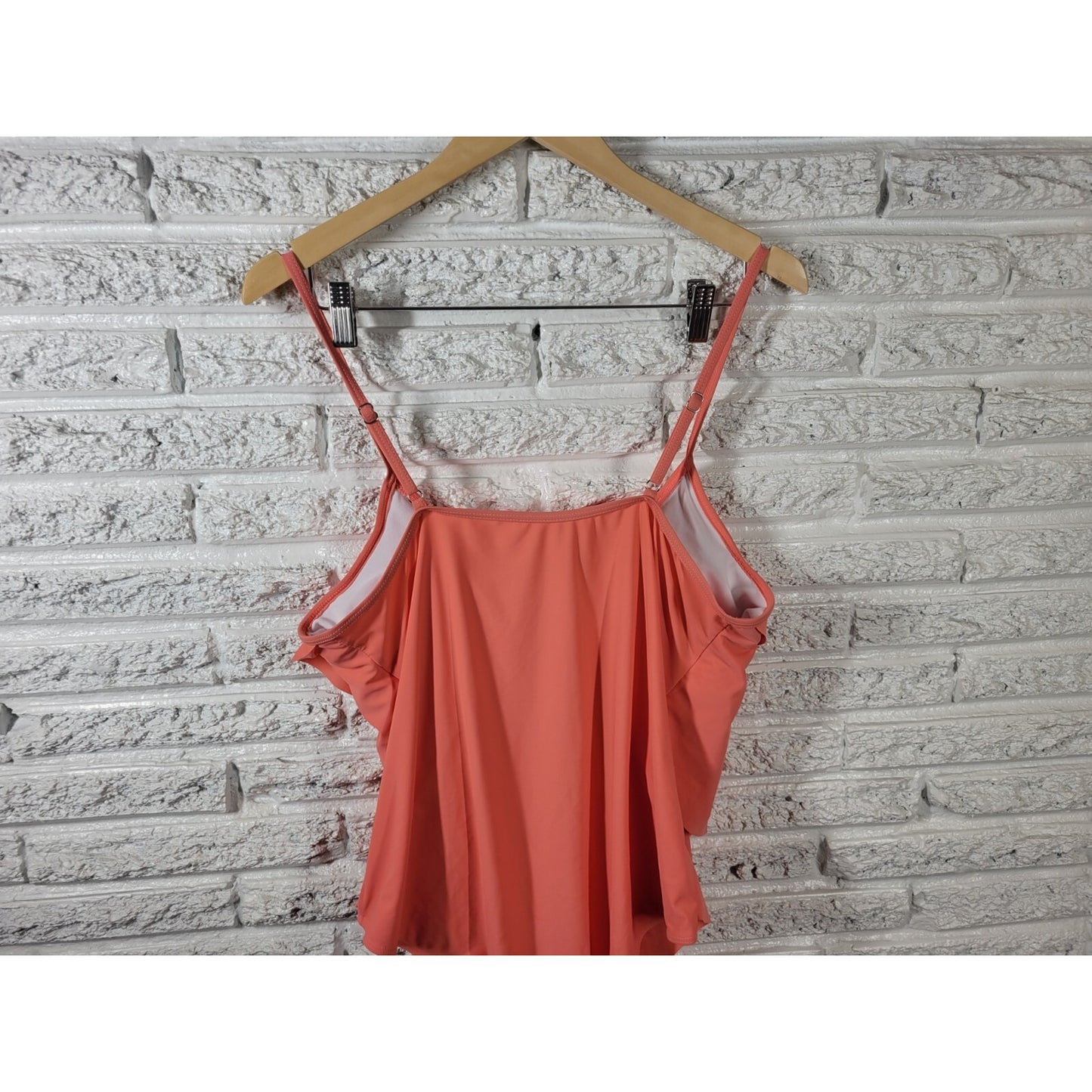 Chicsoul Women Swimsuit XXXL 3XL Plus One Piece Peach Adjustable Spaghetti Strap