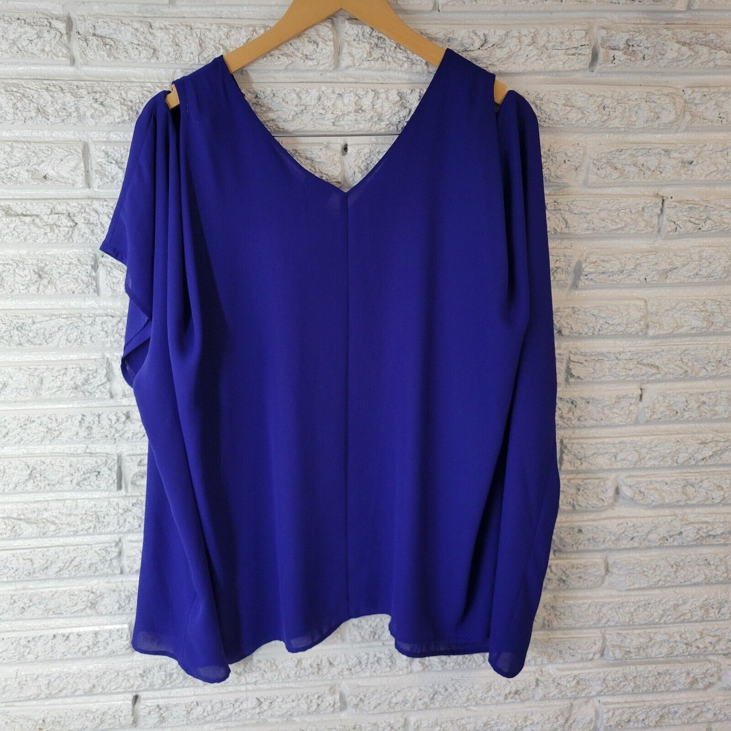 Worthington Womens Top 1X Plus Oversized Flowy Sheer Blue Lightweight Polyester