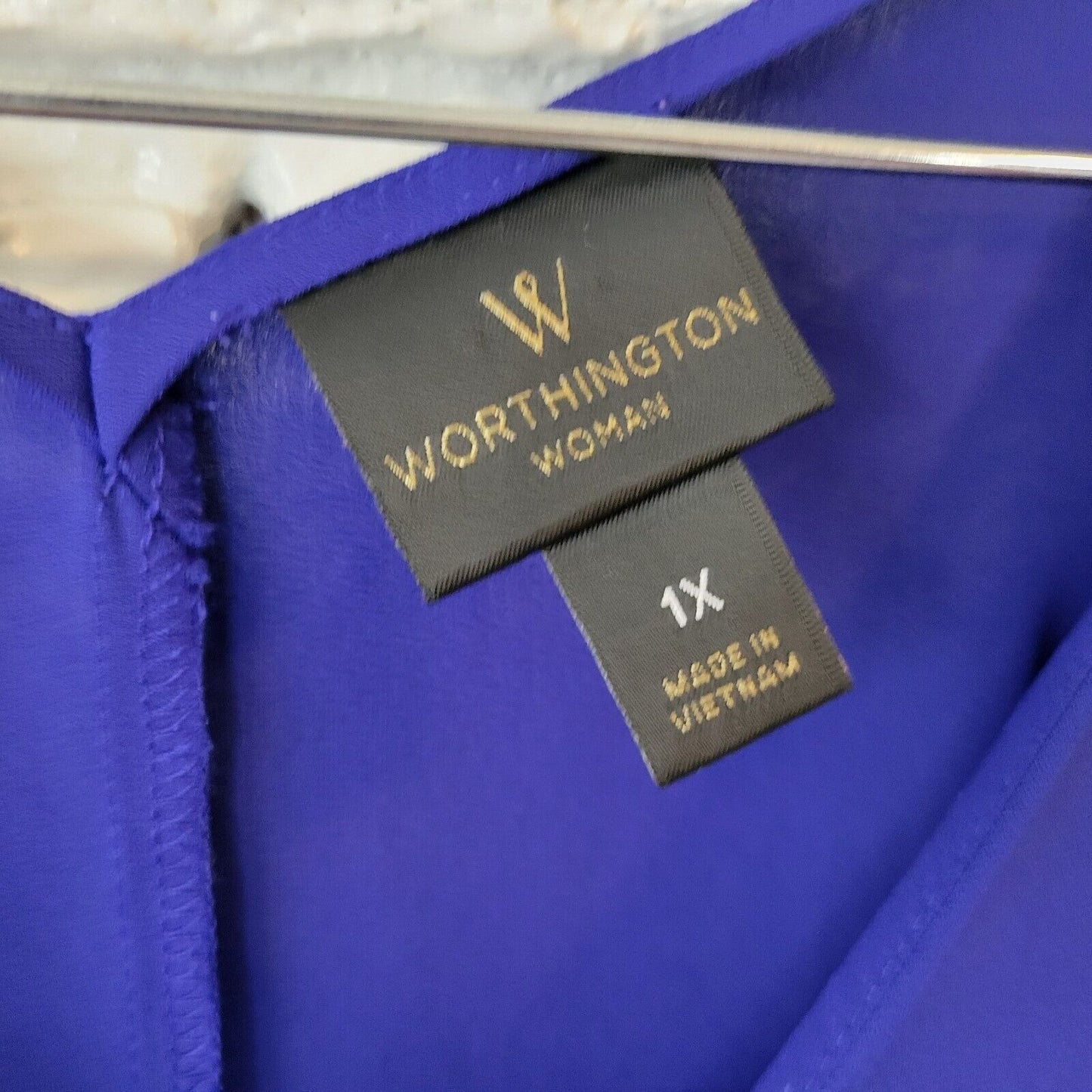 Worthington Womens Top 1X Plus Oversized Flowy Sheer Blue Lightweight Polyester