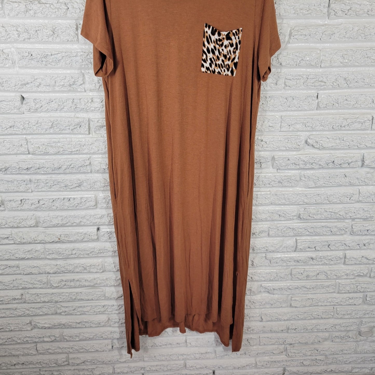 Cato Est 1946 Womens Dress 18W 20W Plus Brown Short Sleeve Pockets Casual Comfy
