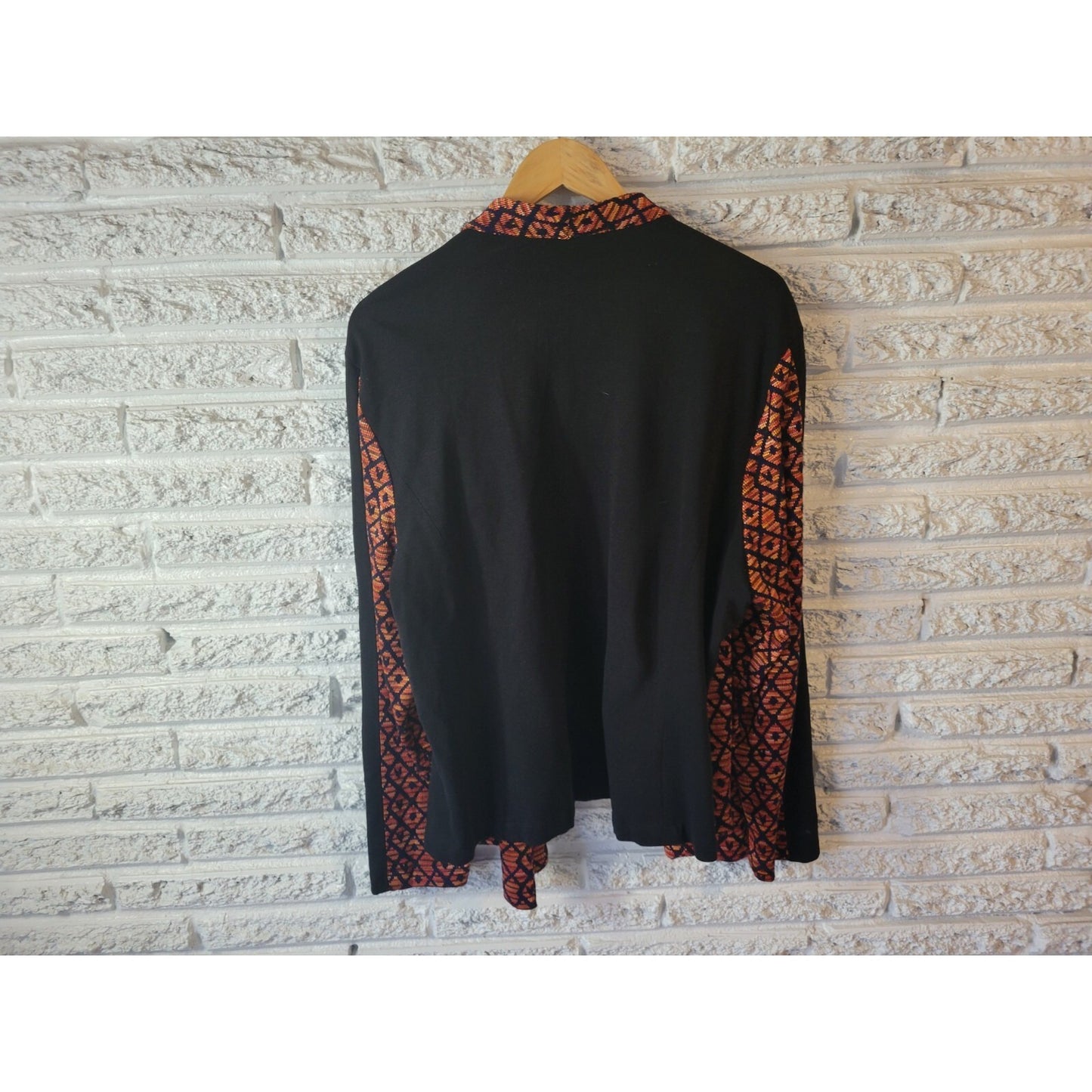 Ruby Rd Womens Top 2X Plus  Shacket Jacket Open Geometric Knit Black Casual