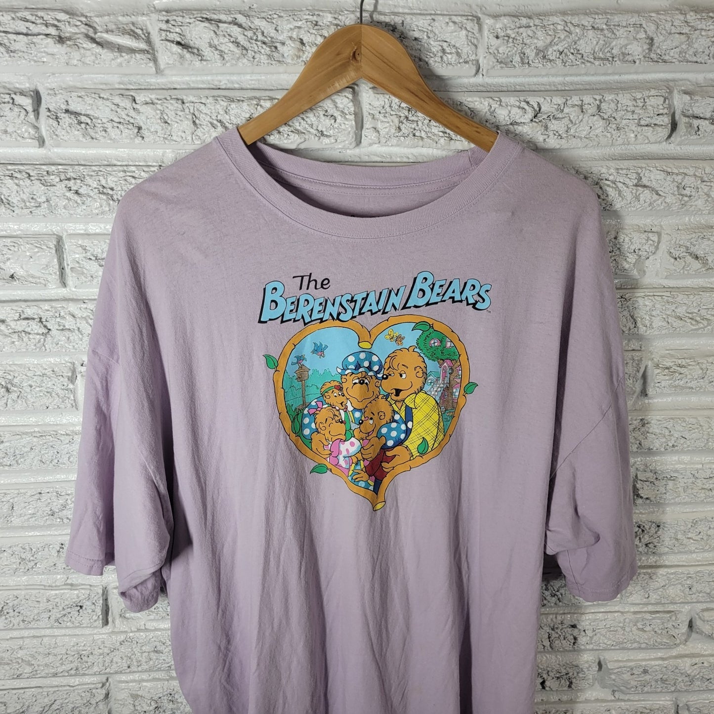 Bearenstain Bears One Size Tee Womens 1X Plus Muted Lavender Graphic Cotton Crew