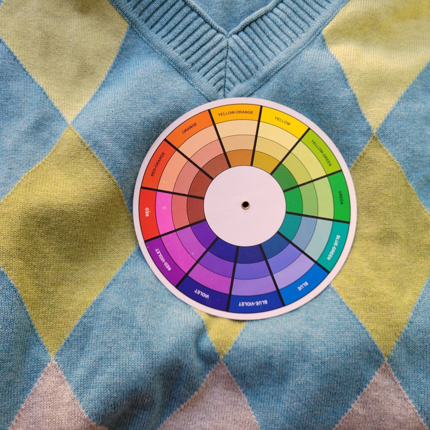 Sonoma Womens Sweater 1X Plus Long Sleeve Argyle Blue Green Cotton Pullover