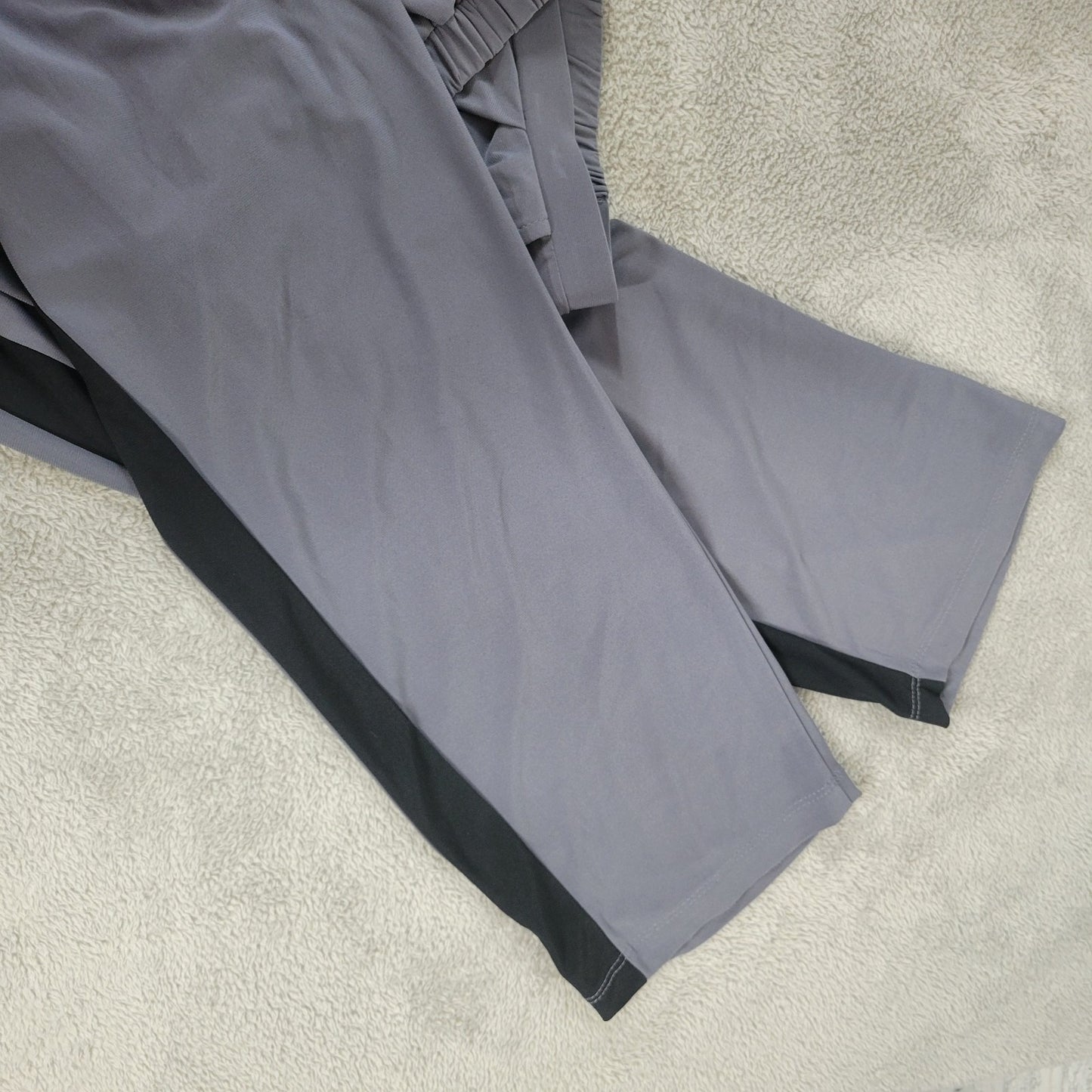 Antthony Womens Pants 1X Plus Pull On Leg Stripe Gray Poly Blend Comfy Casual