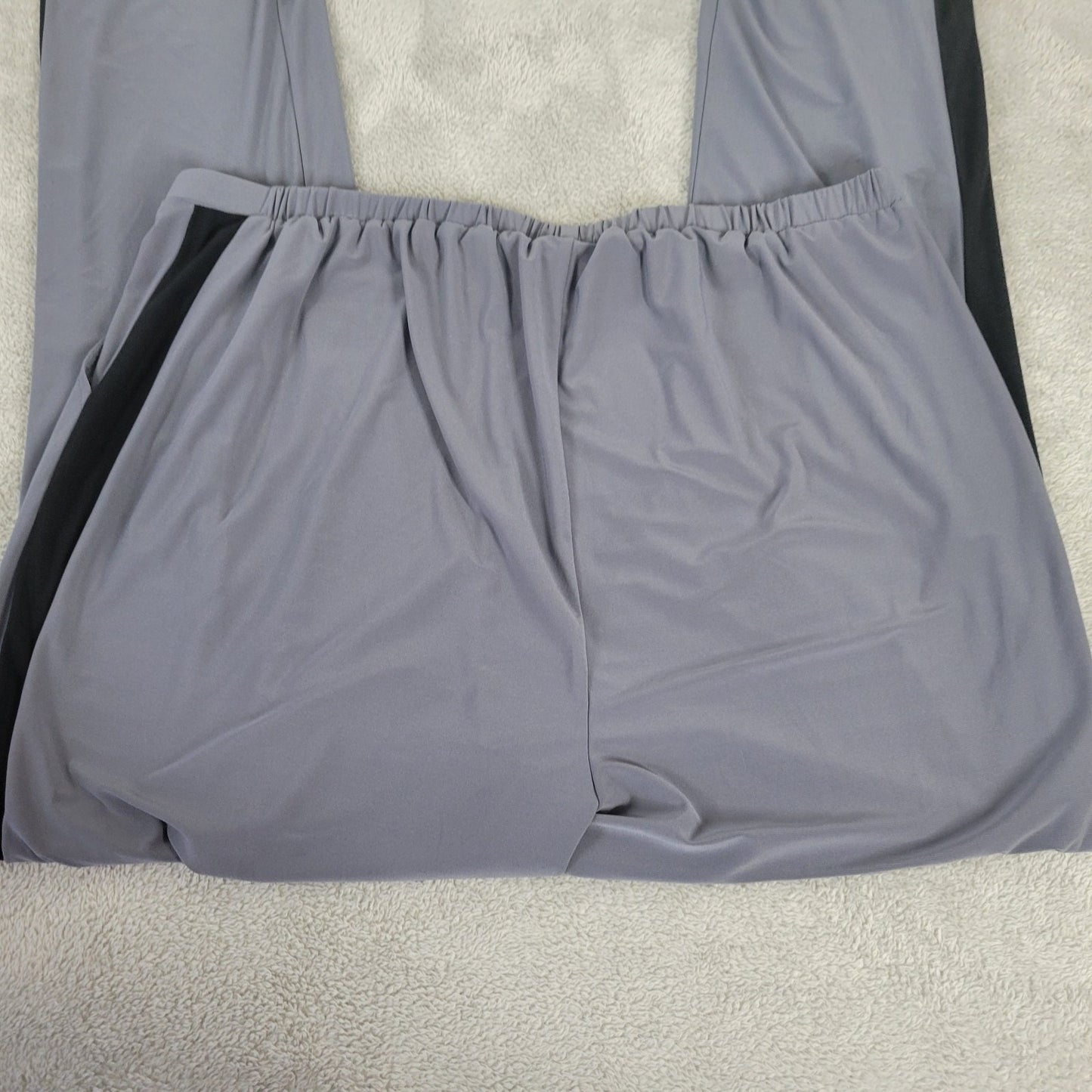 Antthony Womens Pants 1X Plus Pull On Leg Stripe Gray Poly Blend Comfy Casual