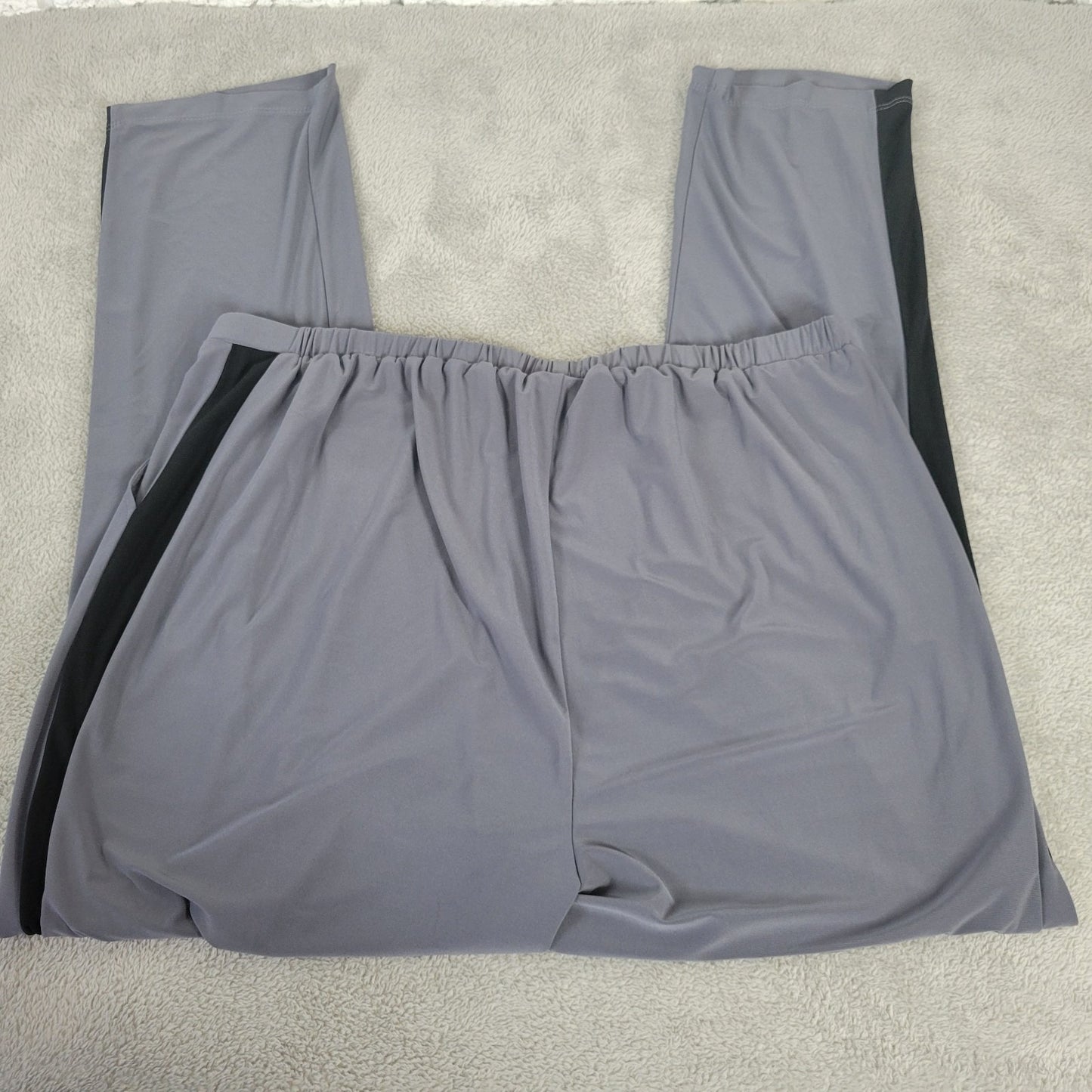 Antthony Womens Pants 1X Plus Pull On Leg Stripe Gray Poly Blend Comfy Casual