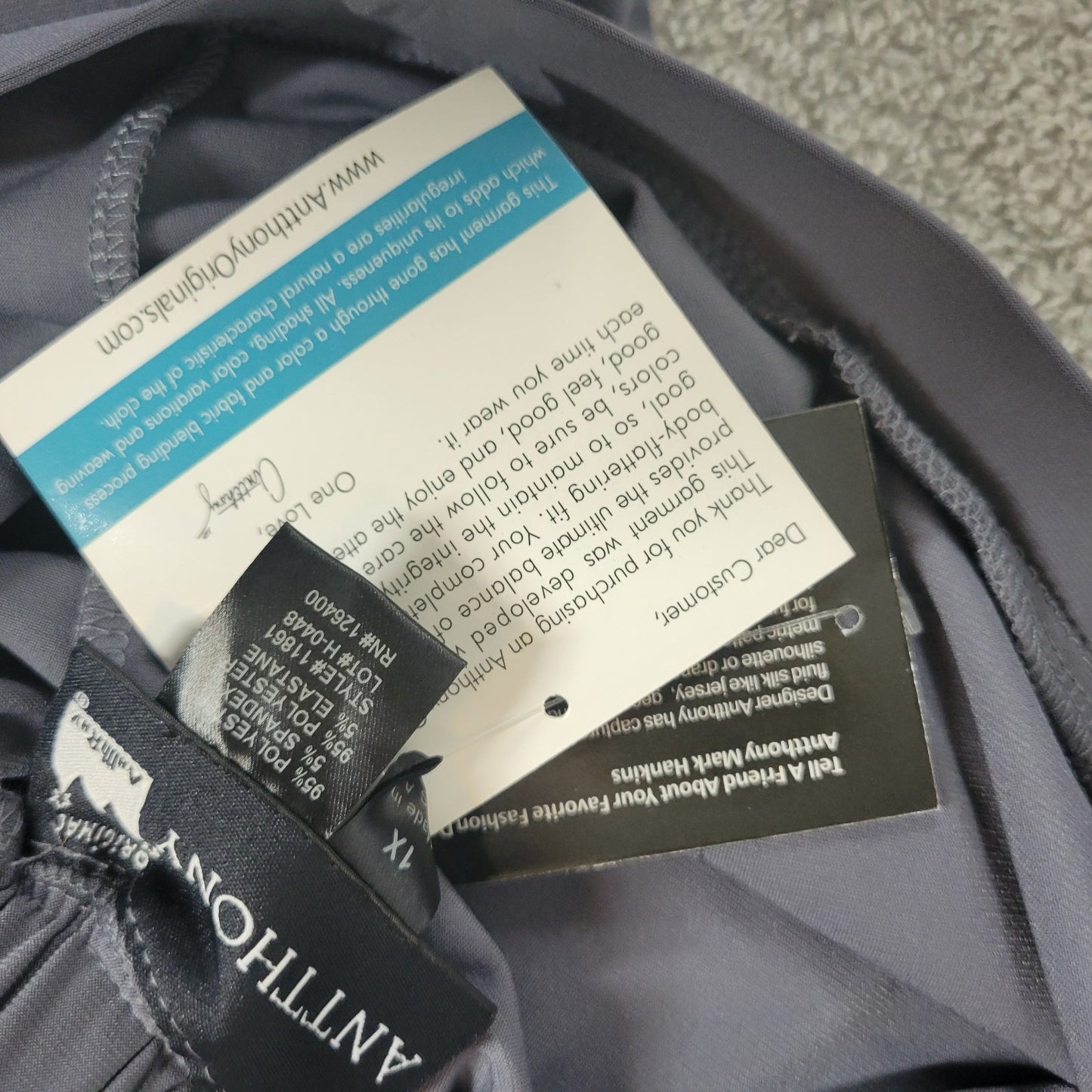 Antthony Womens Pants 1X Plus Pull On Leg Stripe Gray Poly Blend Comfy Casual