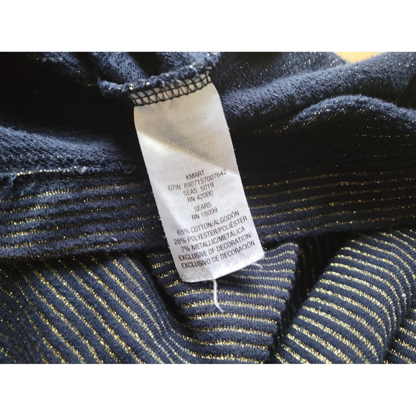 Basic Editions Womens Top 2X Plus Knit Blue Stripe Sequins Metallic Embroider