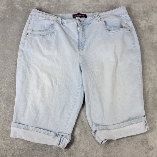 Gloria Vanderbilt Womens Shorts 22W Plus Light Blue Denim Stretchy Cuffs Comfy