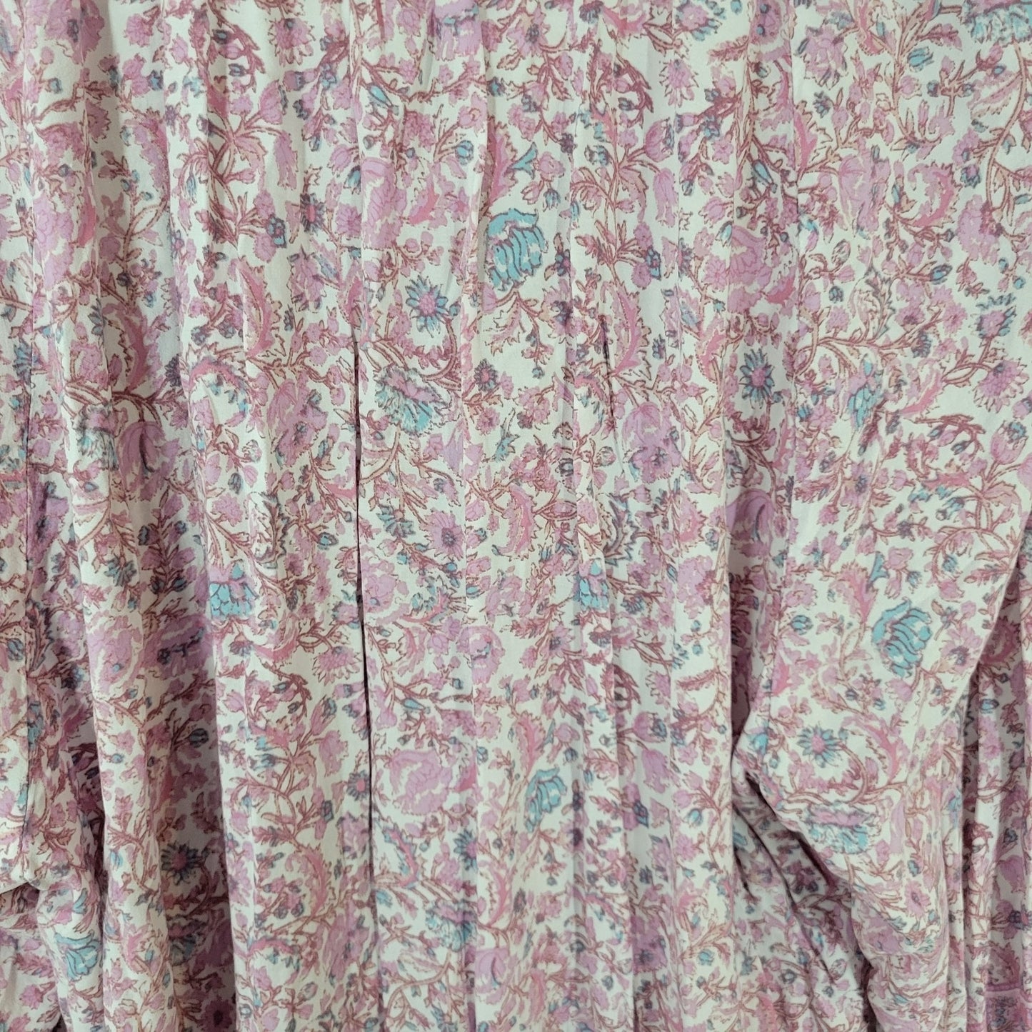 Cynthia Rowley Womens Top 3X Plus Peasant 3/4 Sleeve Pink Floral Lightweight