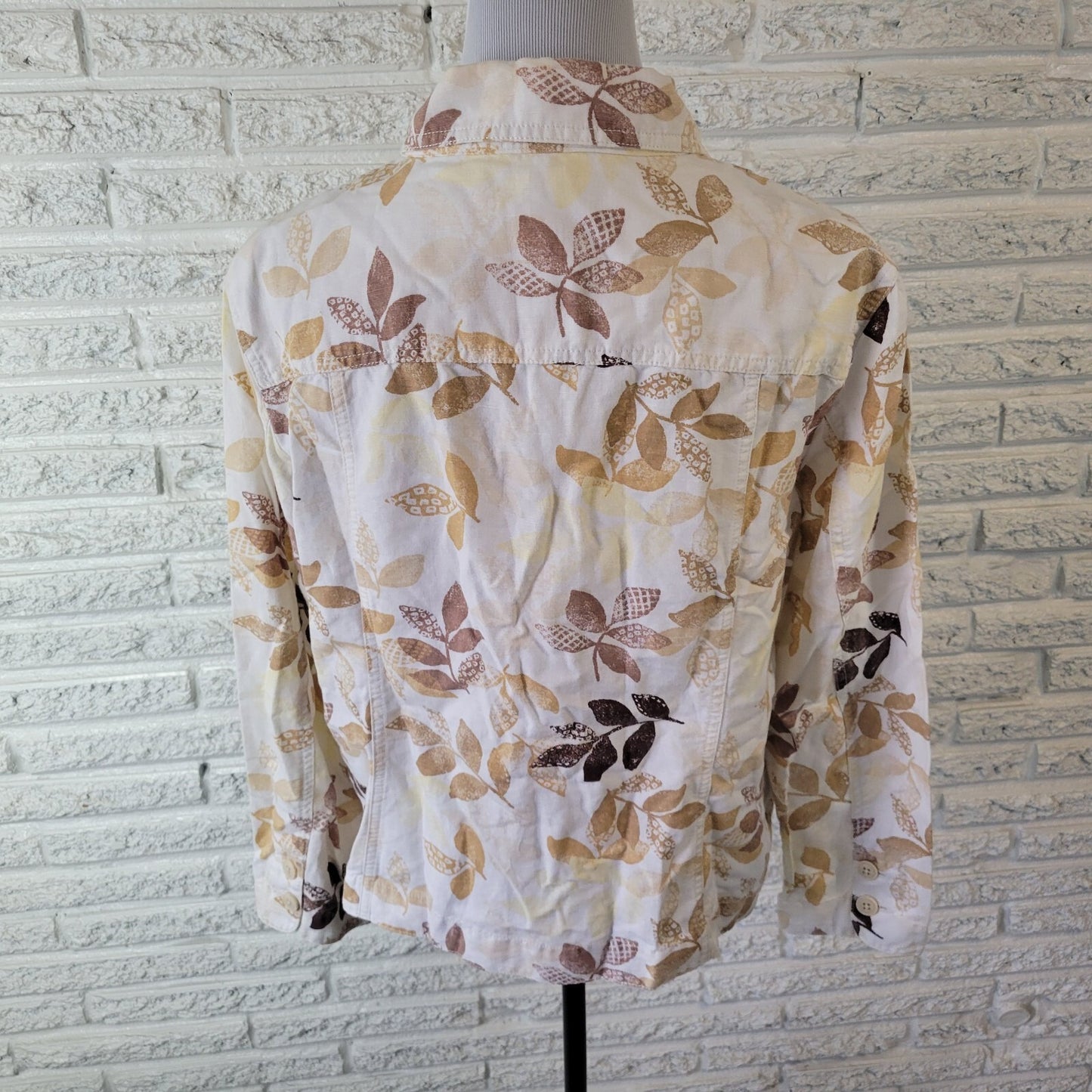 Croft Barrow Womens Top Extra Large Shacket Tan Floral Cotton Pockets Casual