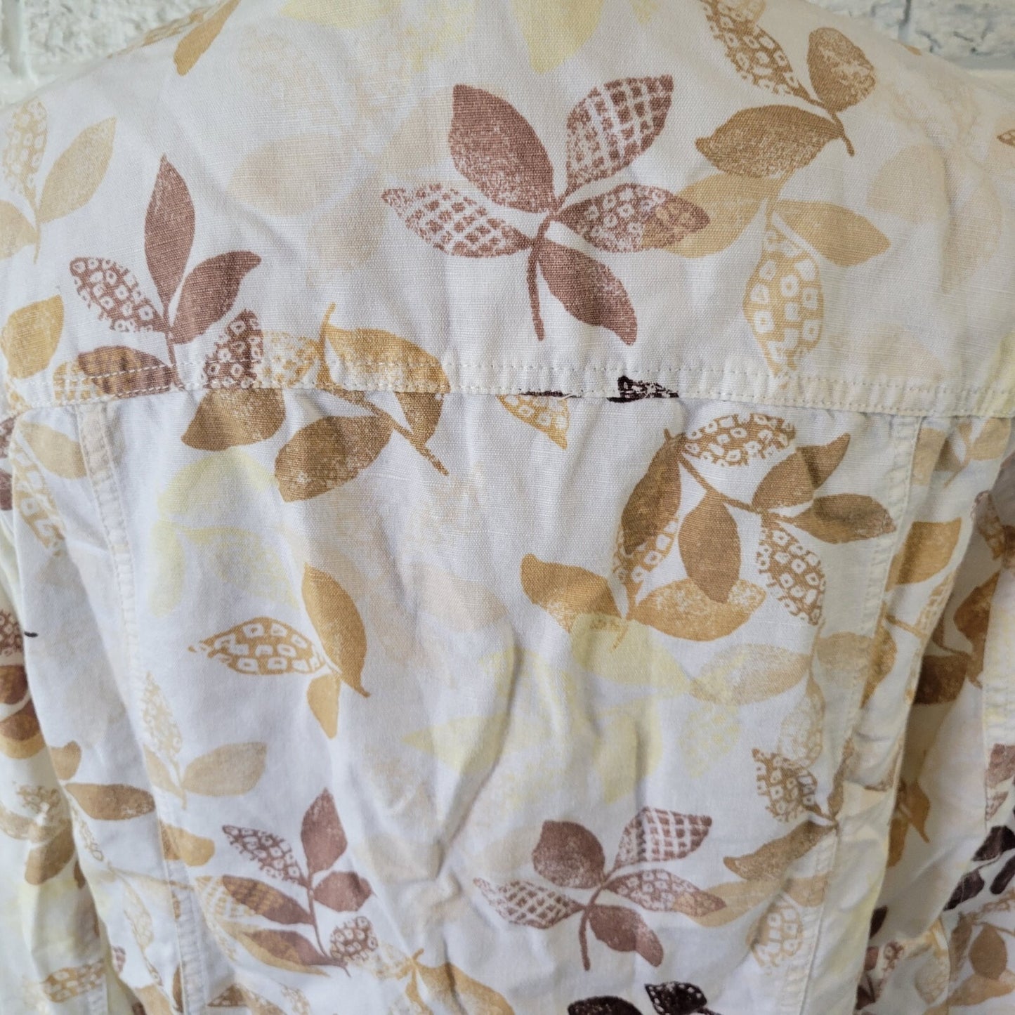 Croft Barrow Womens Top Extra Large Shacket Tan Floral Cotton Pockets Casual