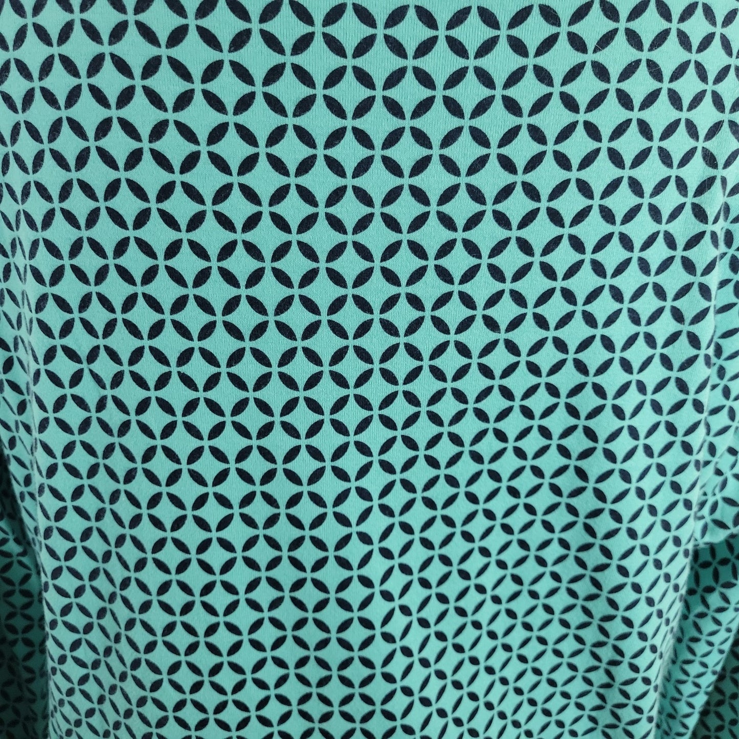 Croft Barrow Womens Top XXL Plus 3/4 Sleeve Blue Geometric Cotton Deco Buttons