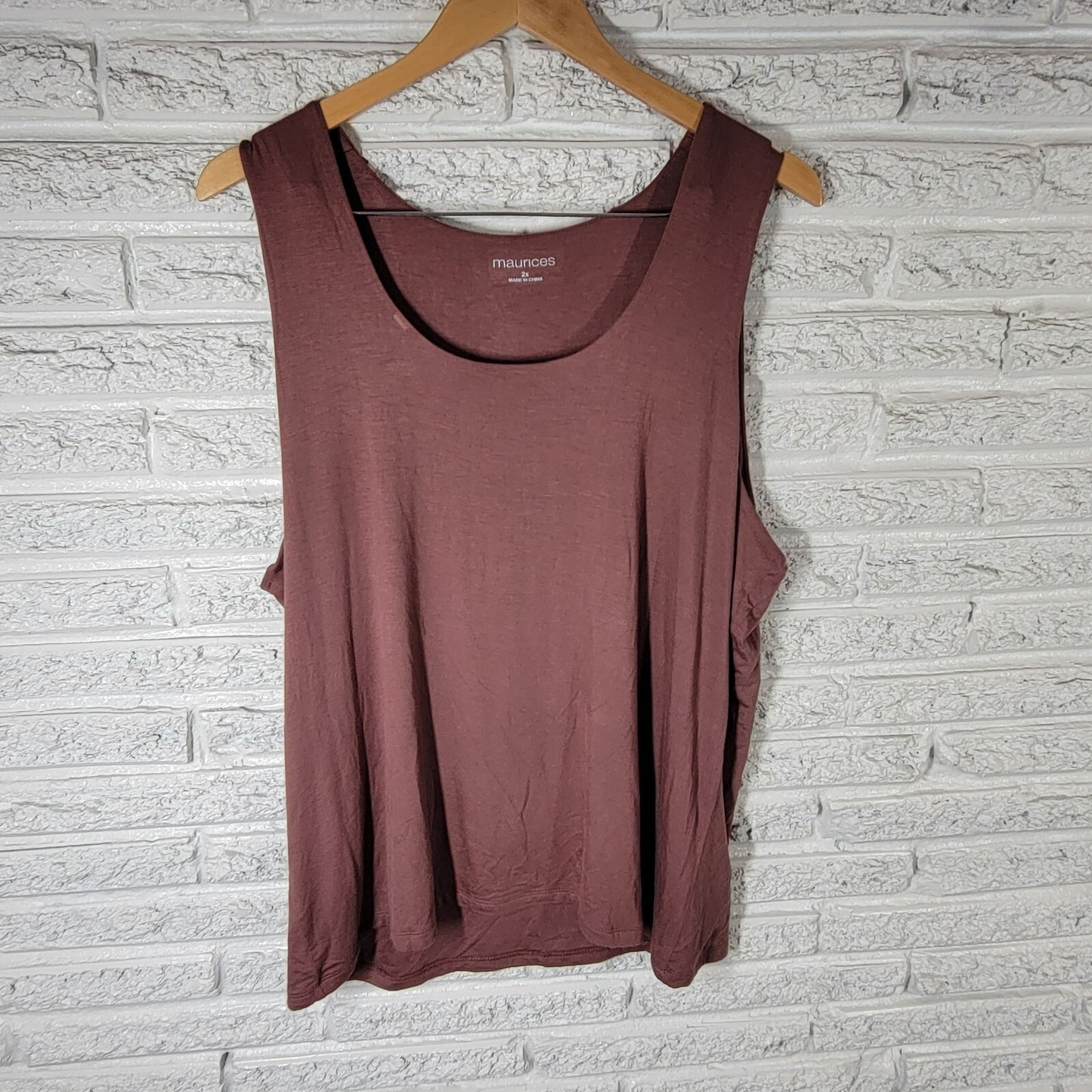 Maurices Womens Top 2X Plus Tank Sleeveless Brown Rayon Spandex Comfy Casual