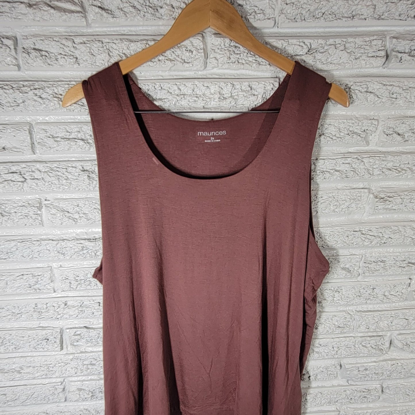 Maurices Womens Top 2X Plus Tank Sleeveless Brown Rayon Spandex Comfy Casual