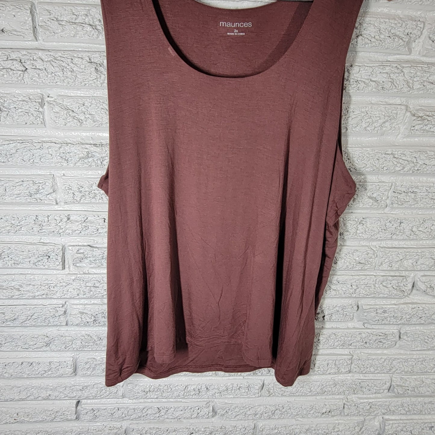 Maurices Womens Top 2X Plus Tank Sleeveless Brown Rayon Spandex Comfy Casual