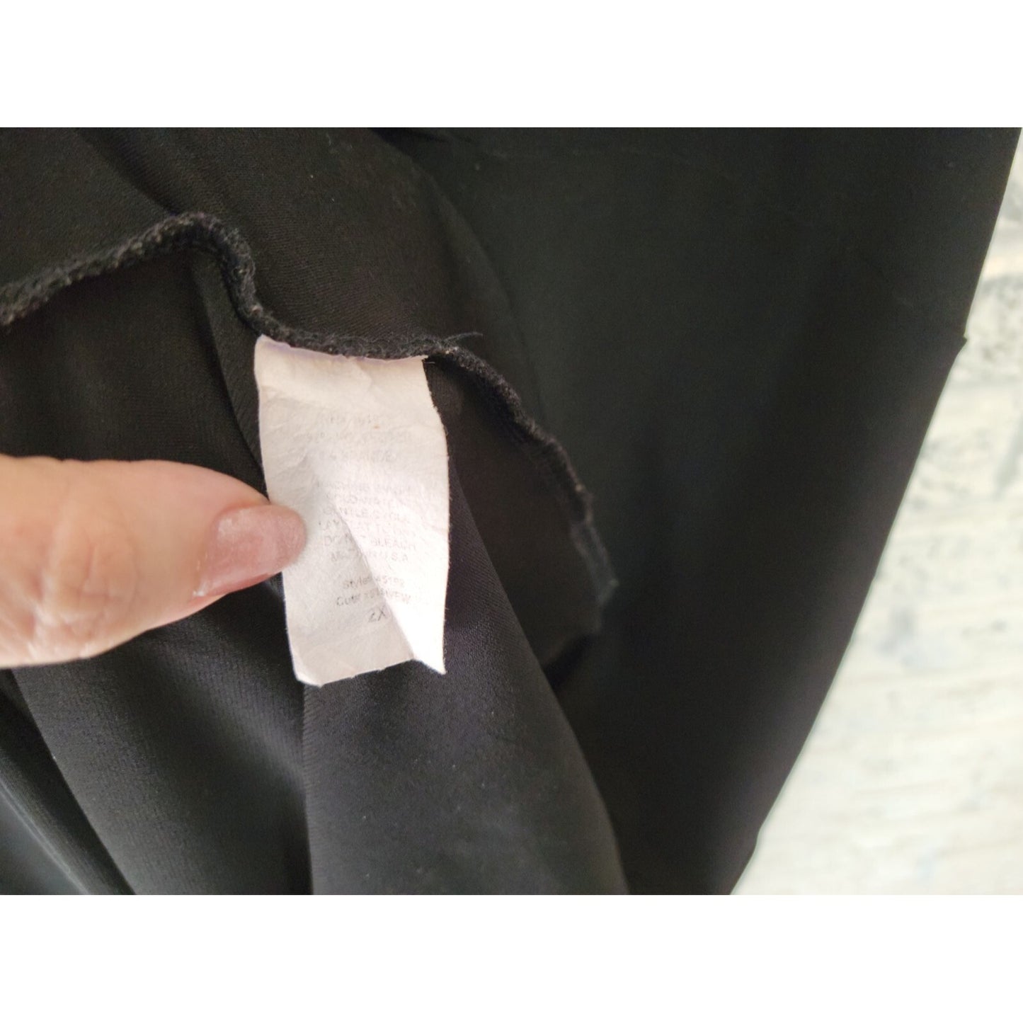 Susan Lawrence Womens Dress 2X Plus Shift Short Sleeve Black Asymmetric Casual