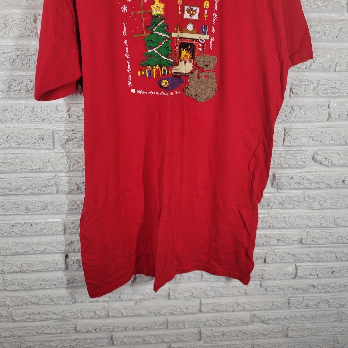 Christmas Heartland Apparel Womens Pajama Top One Size Long Cotton Red Lounge