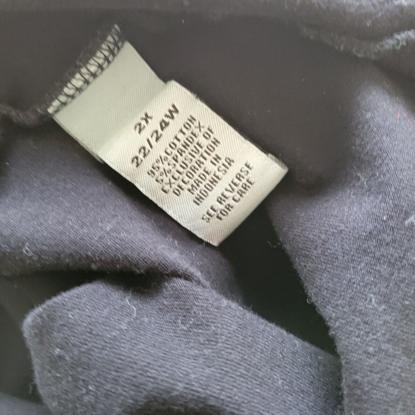 Catherines Womens Top 2X Plus 3/4 Sleeve Black Cotton Blend Lace Trim Comfy