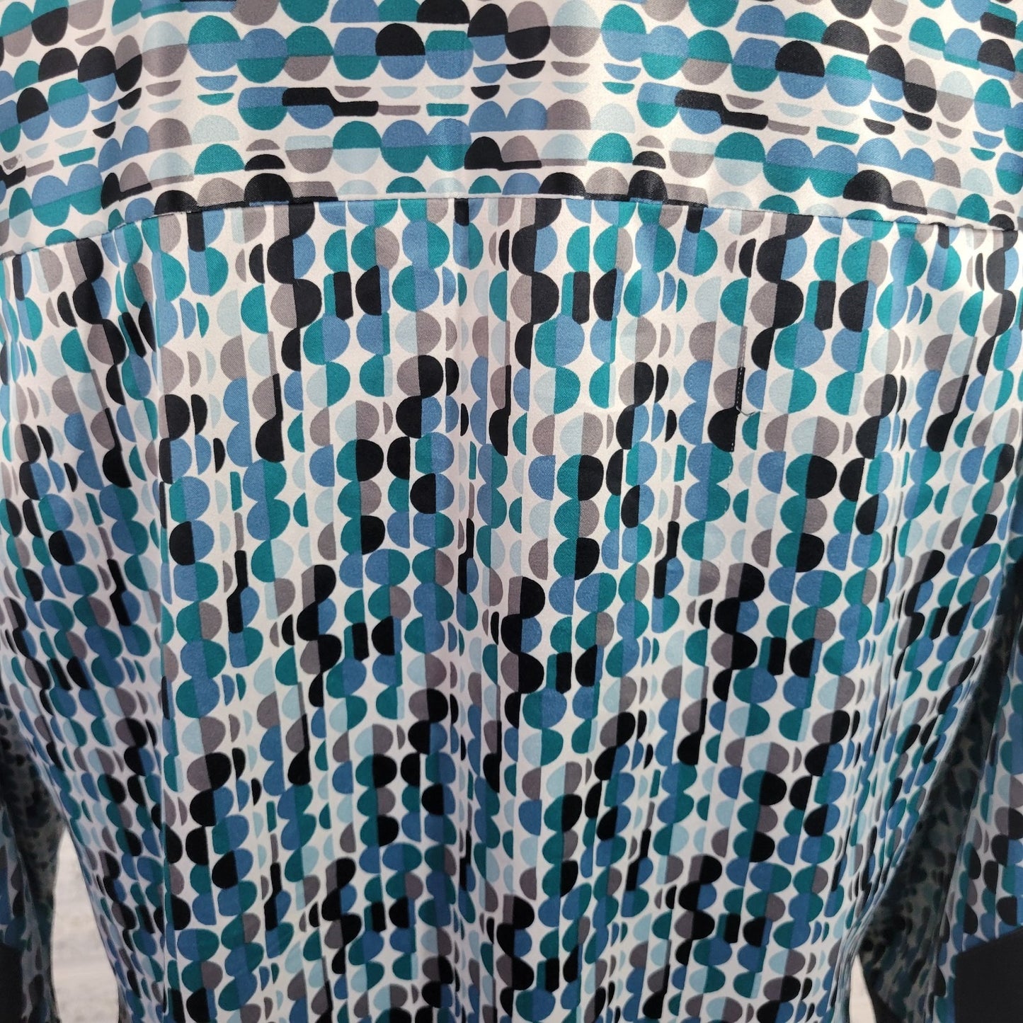 JM Collection Womens Top 16W Plus 3/4 Sleeve Blue Geometric Circles Poly Blend