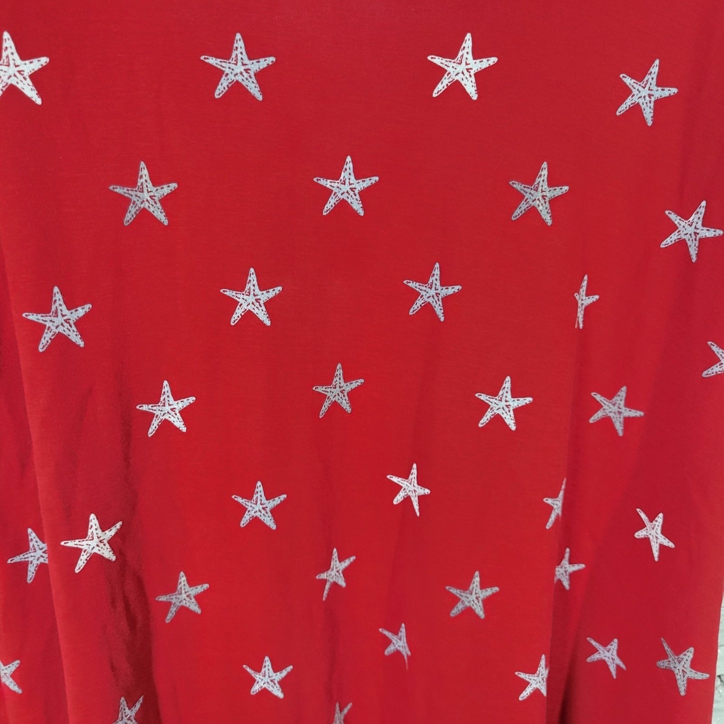 Croft Barrow Women Top 3X Plus Tee Short Sleeve Red Starfish Cotton Casual Comfy