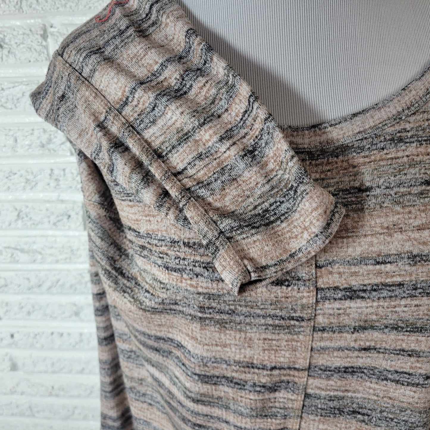 Sonoma Womens Top 1X Plus Long Sleeve Black Heather Knit Comfy Casual Poly Blend