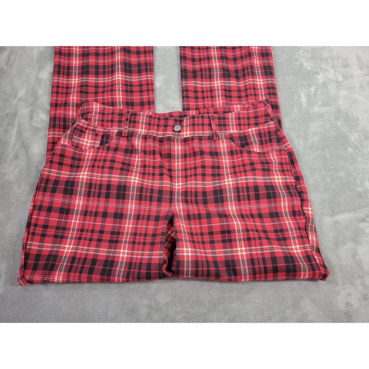 Cato Women Pants 18W 20W Plus Boot Cut Red Plaid Pull On Poly Blend Comfort