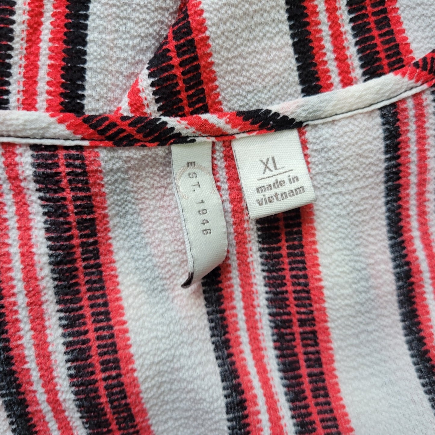 Cato Est 1946 Womens Top XL Knit 3/4 Sleeve Quarter Button Pink Black Stripe