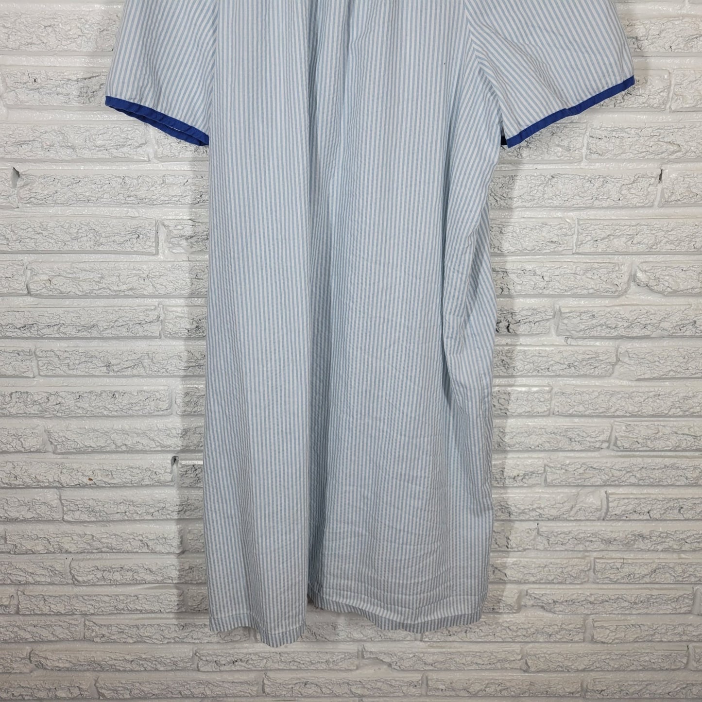 CW Classics Womens Dress 1X Plus House Loungewear Blue Stripe Lightweight Pocket