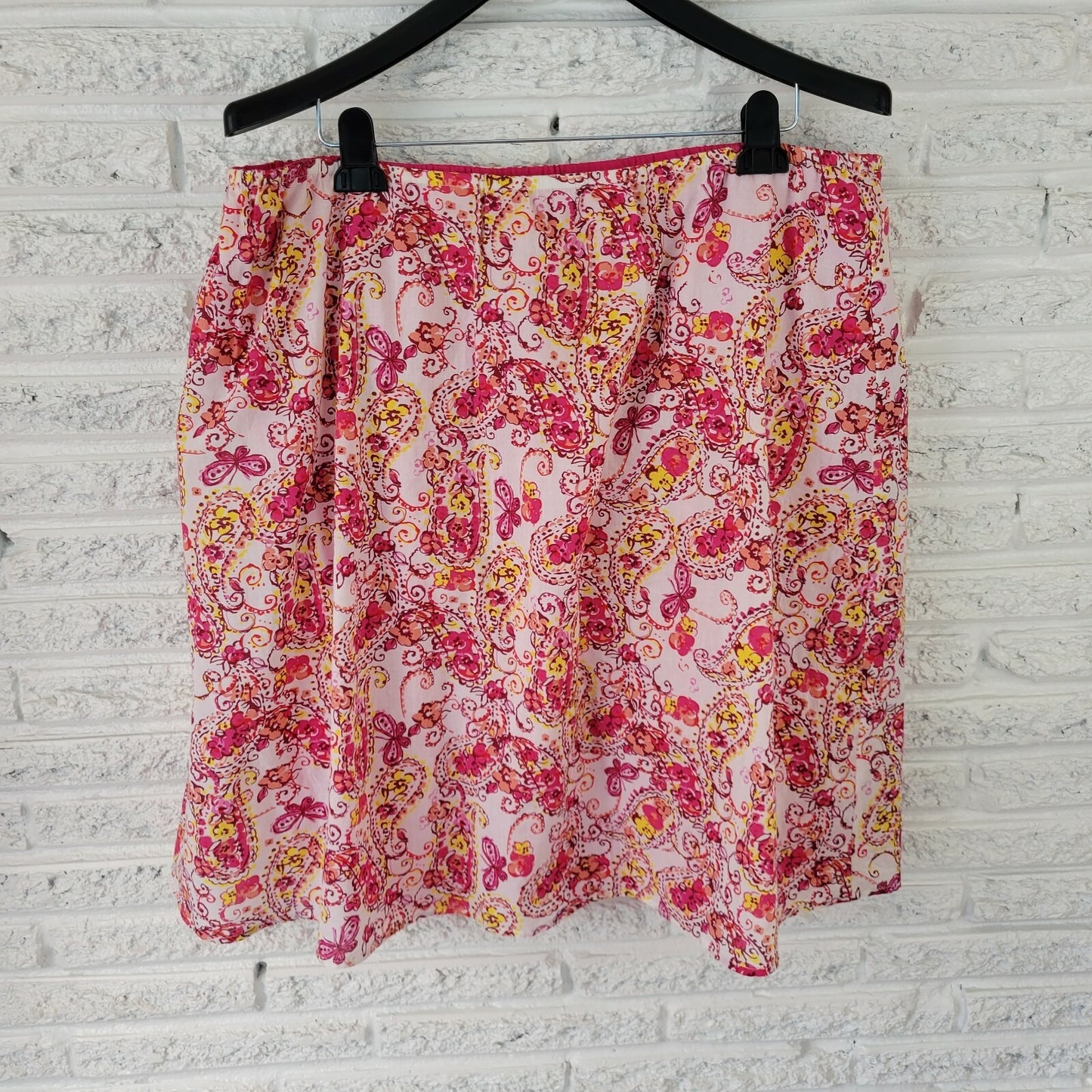 Fashion Bug Women Skirt 1X Plus ALine Mini Pink Floral Lined Pull On Comfy