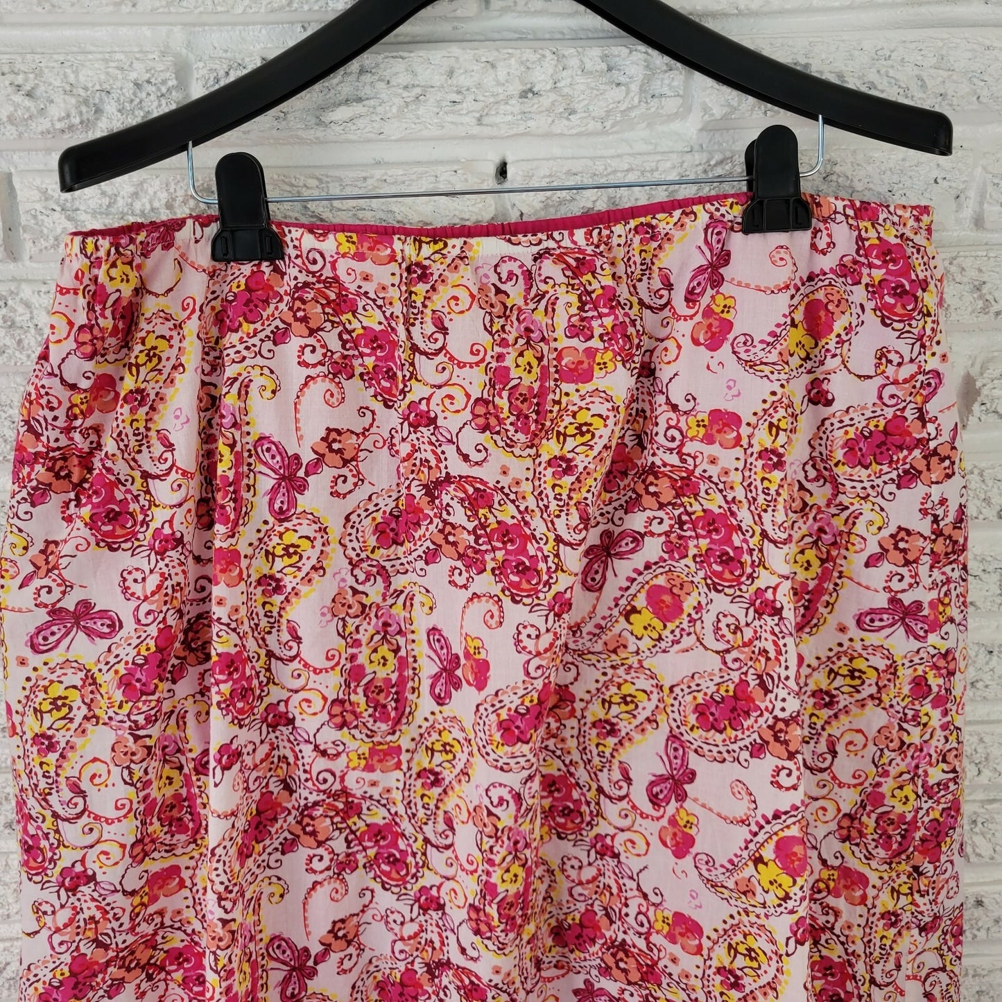 Fashion Bug Women Skirt 1X Plus ALine Mini Pink Floral Lined Pull On Comfy