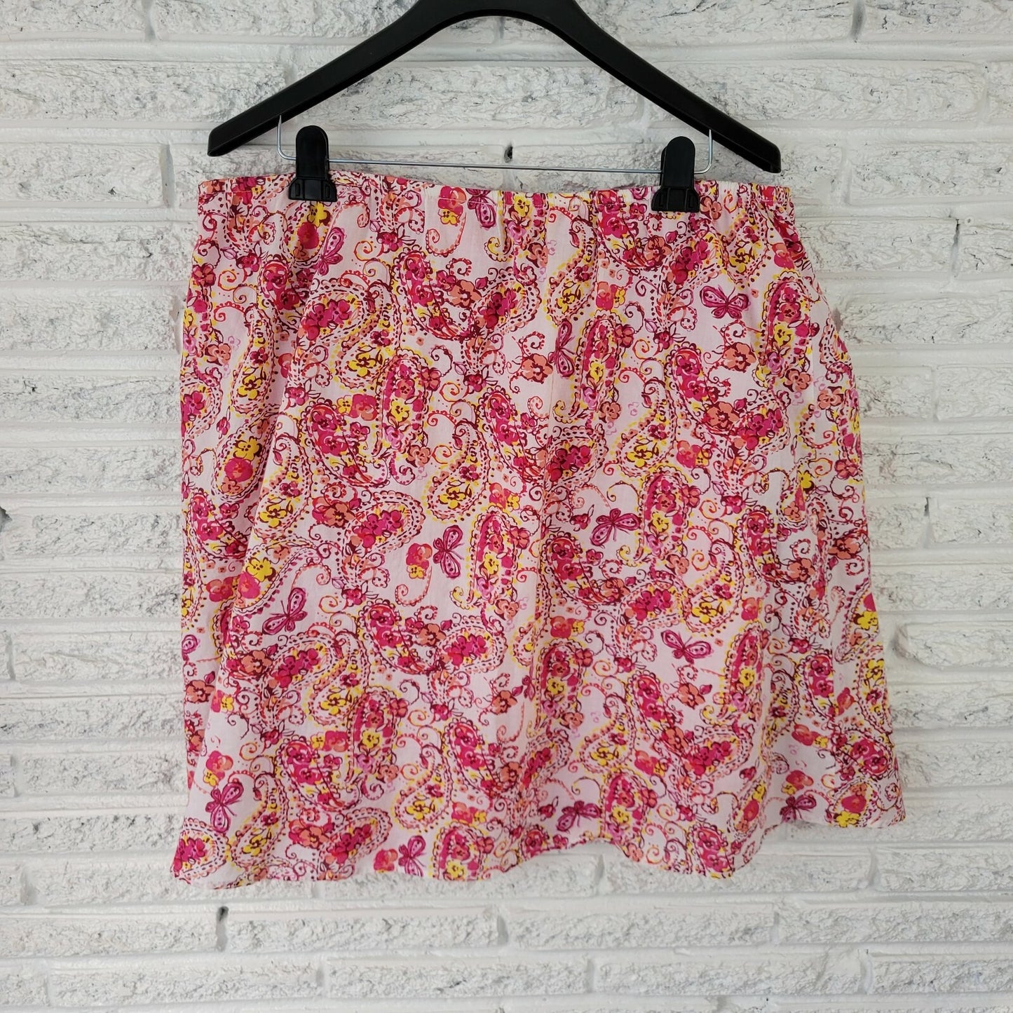 Fashion Bug Women Skirt 1X Plus ALine Mini Pink Floral Lined Pull On Comfy