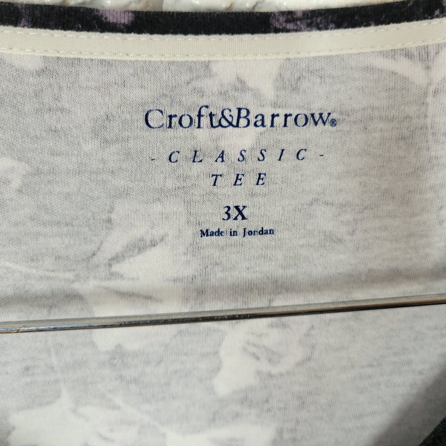 Croft Barrow Womens Top 3X Plus Tee Classic Long Sleeve Black Gray Floral Comfy
