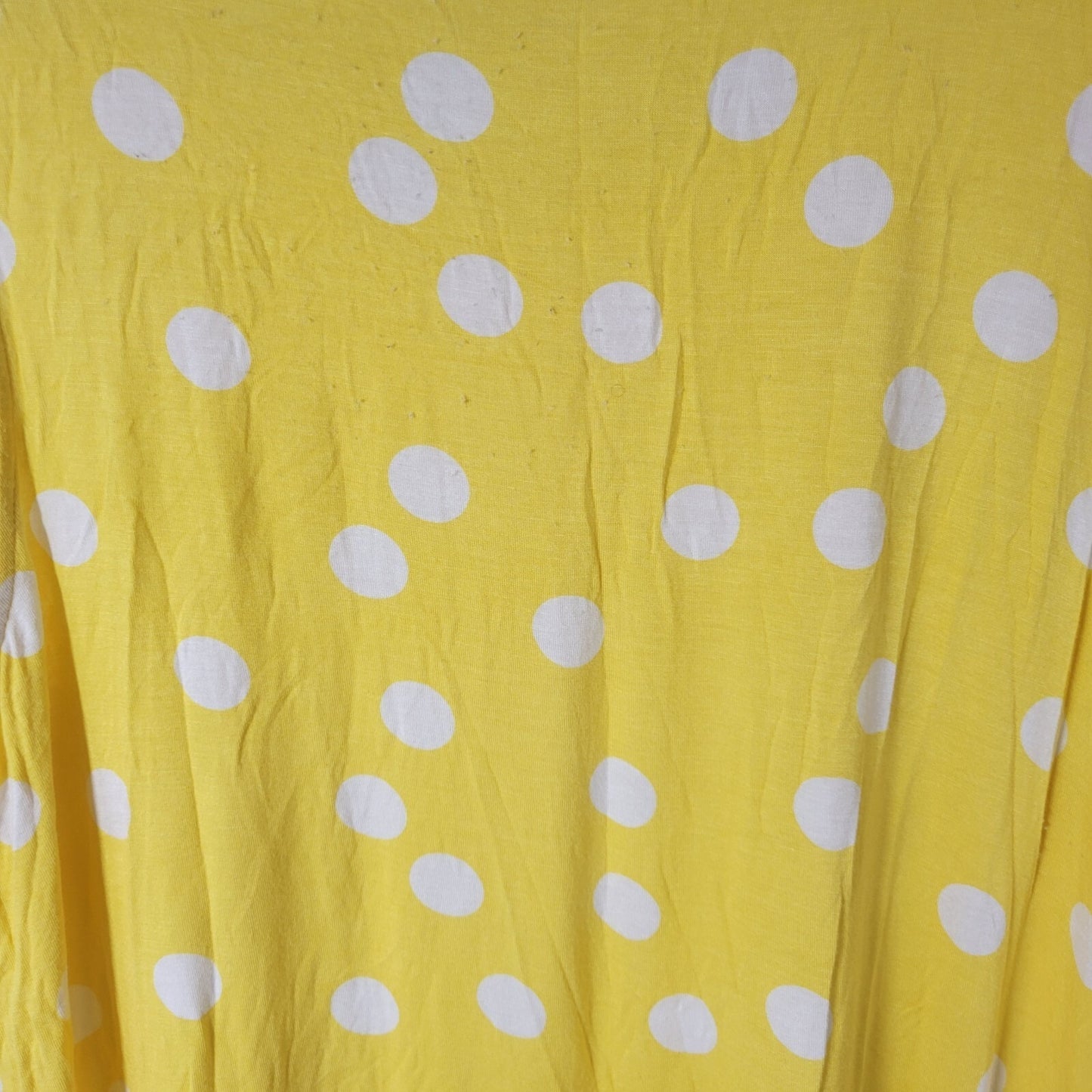 Cato Est 1946 Womens Top XL Tank Yellow White Polka Dot Asymmetric Lightweight