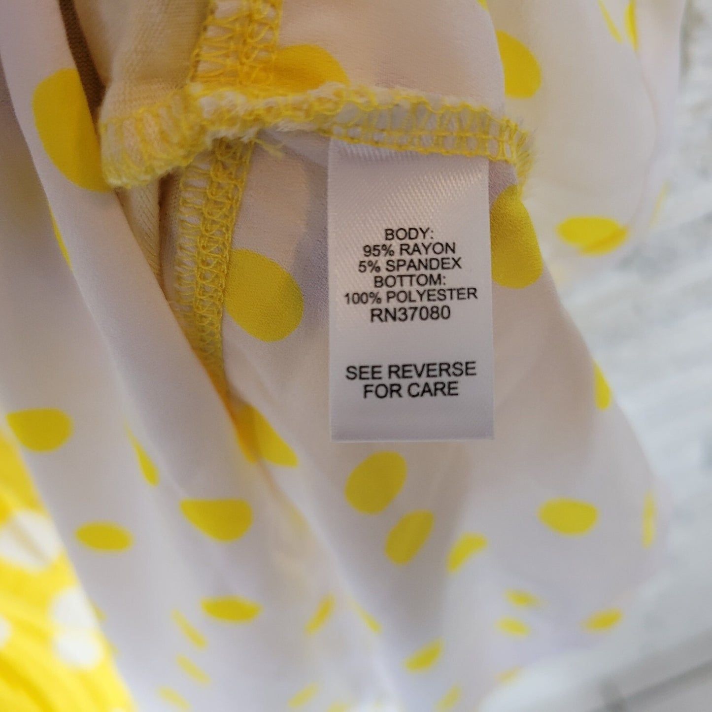 Cato Est 1946 Womens Top XL Tank Yellow White Polka Dot Asymmetric Lightweight