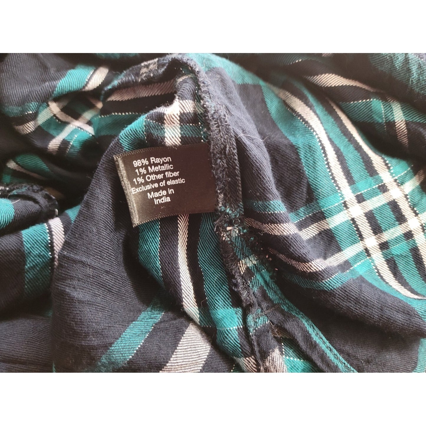 Lane Bryant Women Top 18 Plus Elastic Long Sleeve Pullover Blue Metallic Plaid