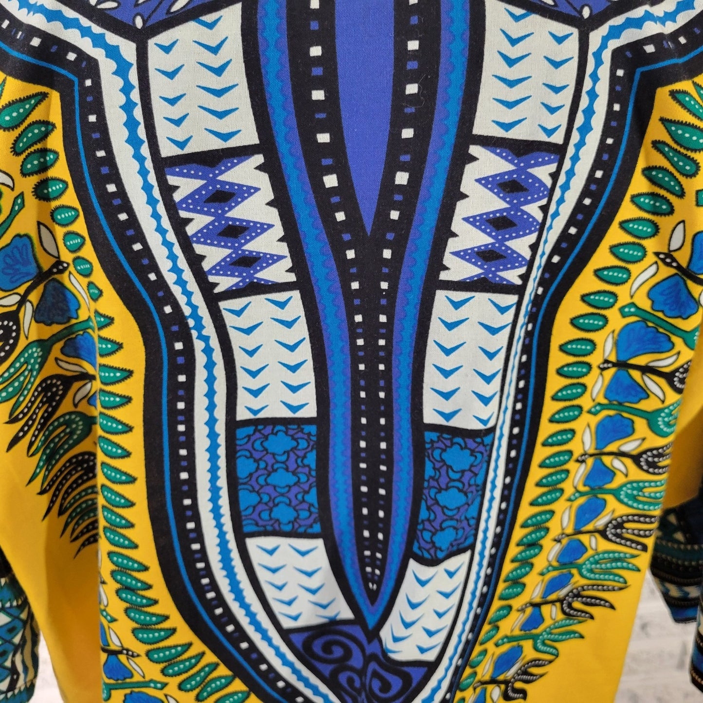 It Girl Womens Top XL Tunic Dolman Sleeve Yellow Geometric Boho Festival Cotton