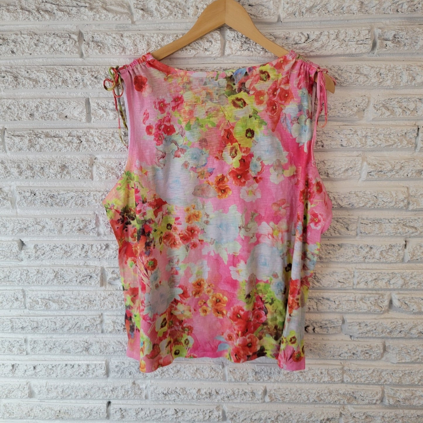 Concepts Womens Top XXXL 22 Plus Tank Pink Blue Floral Lightweight Rhinestones