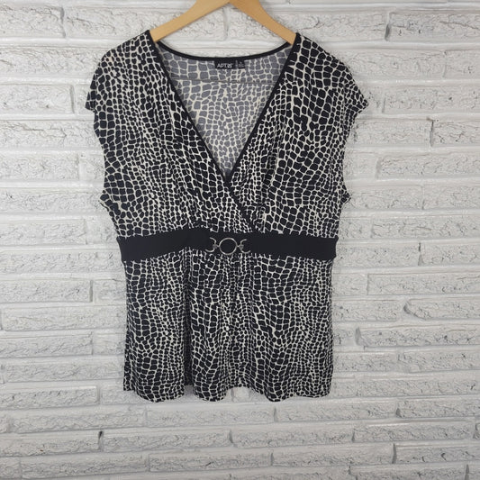 Apt 9 Womens Top Extra Large Sleeveless Black Animal Print Comfy Poly Blend