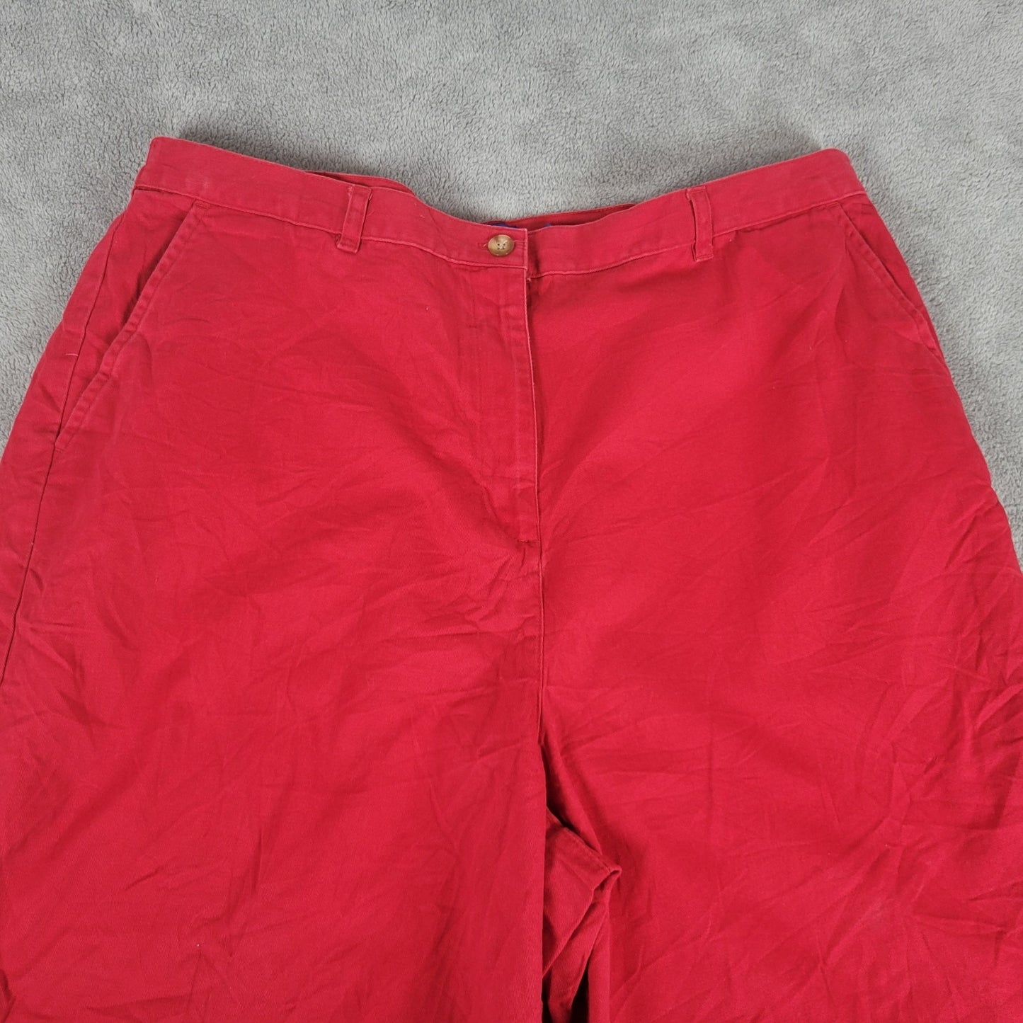 Karen Scott Sport Womens Shorts 18 Plus Cotton Red Zip Fly Lightweight Cuffed