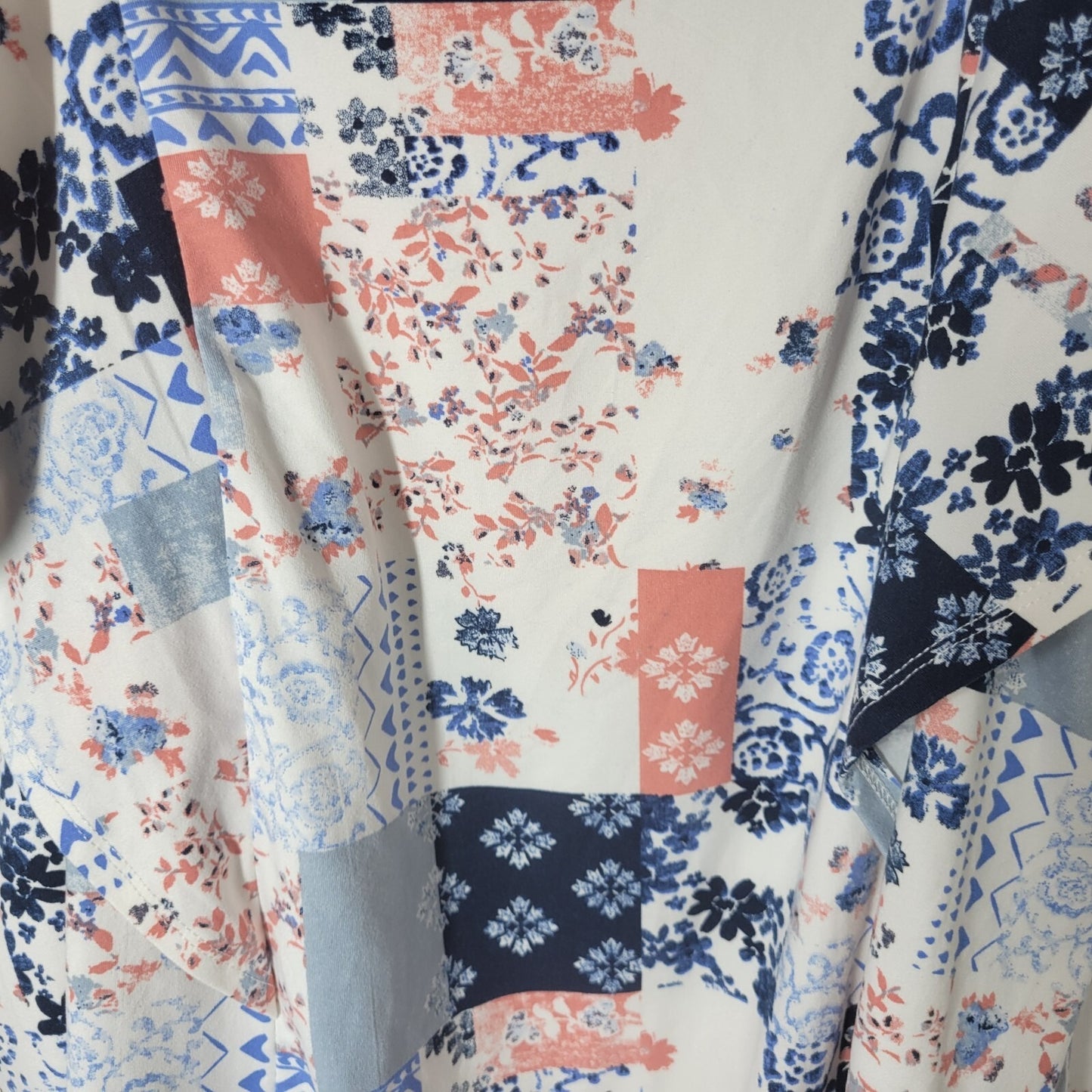 Cato Est 1946 Womens Top 22W 24W Plus Swing Blue Pink Floral Patchwork Tied Hem