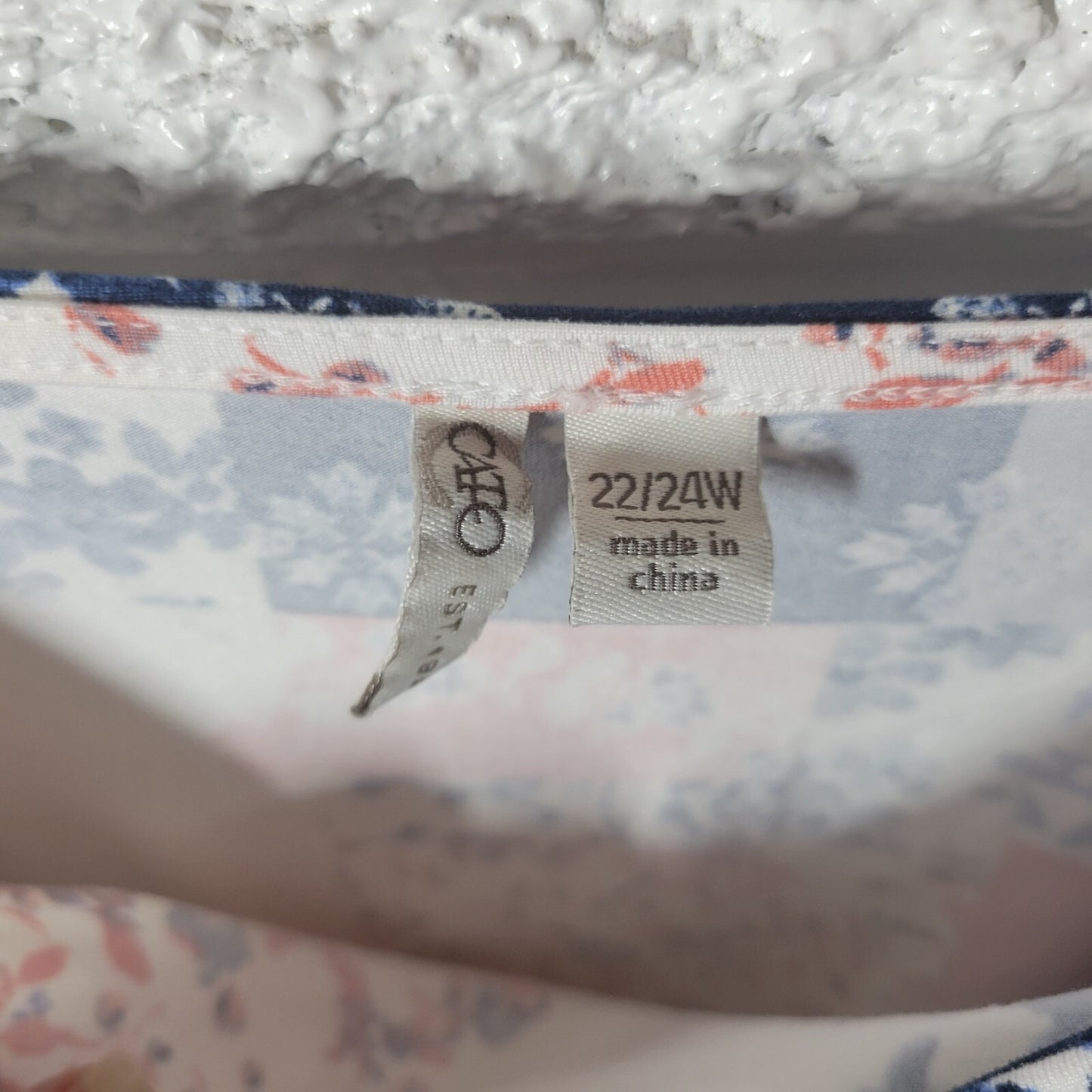 Cato Est 1946 Womens Top 22W 24W Plus Swing Blue Pink Floral Patchwork Tied Hem