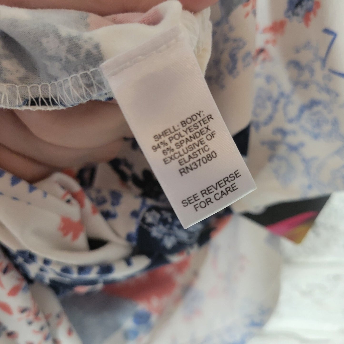 Cato Est 1946 Womens Top 22W 24W Plus Swing Blue Pink Floral Patchwork Tied Hem