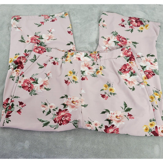 Torrid Womens Pants 3 3X Plus Pull On Lavender Floral Comfy Poly Blend Pockets