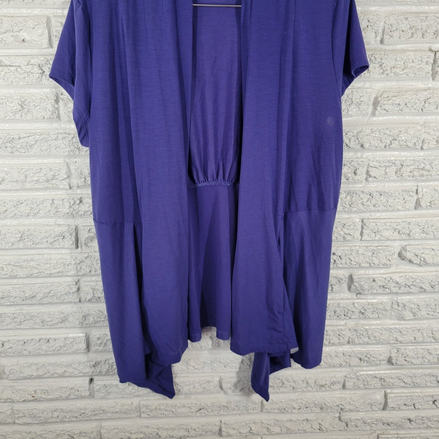 Eddie Bauer Women Top 2XL Plus Cardigan Open Overlay Blue Poly Blend Lightweight