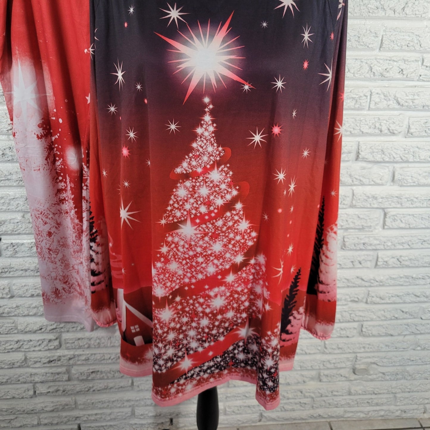 Christmas Womens Pajama Set 4XL 5XL Red Black Trees Poly Blend Loungewear Comfy