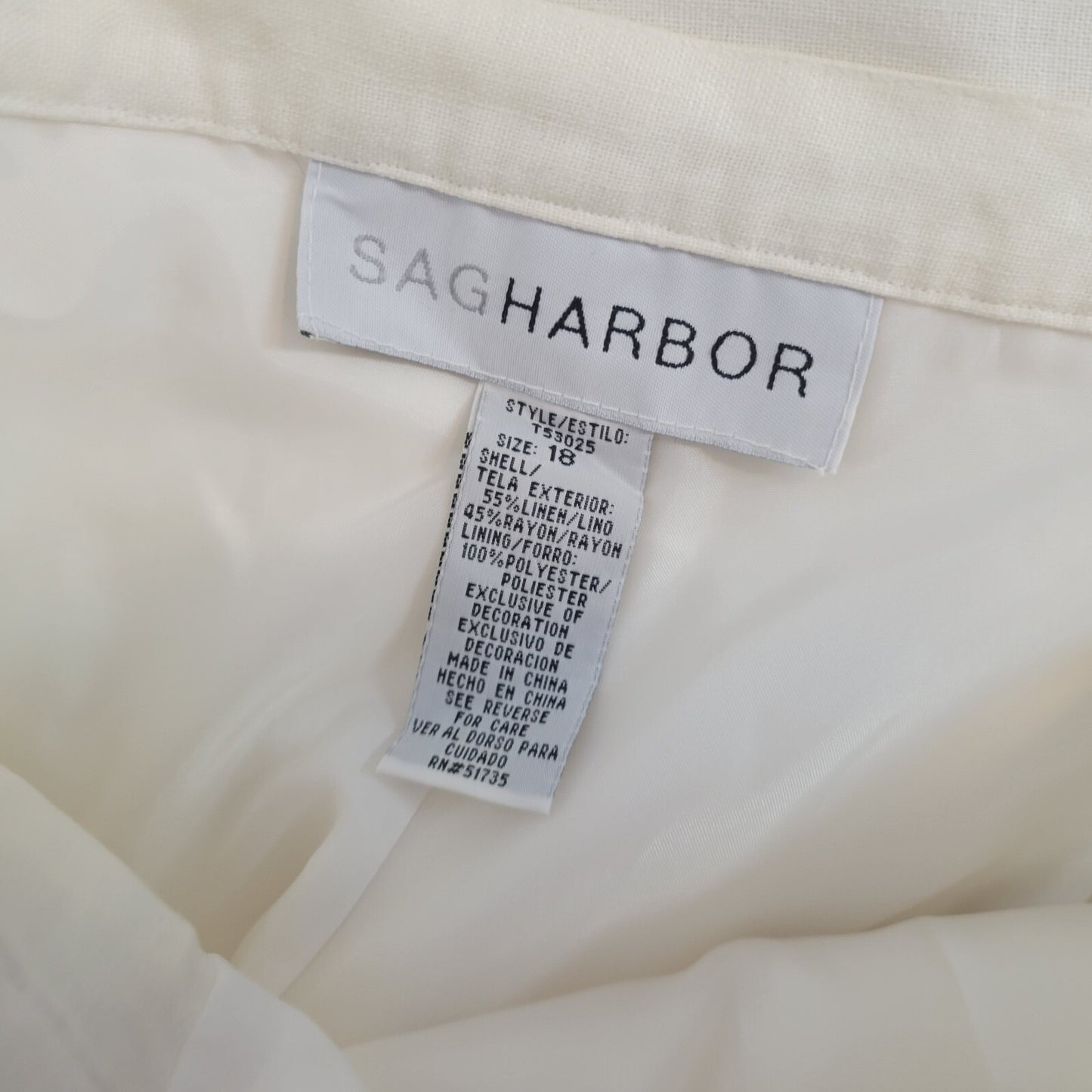 Sag Harbor Women Pants 18 Missy Capri Zip Fly Off White Beaded Lined Embroidered