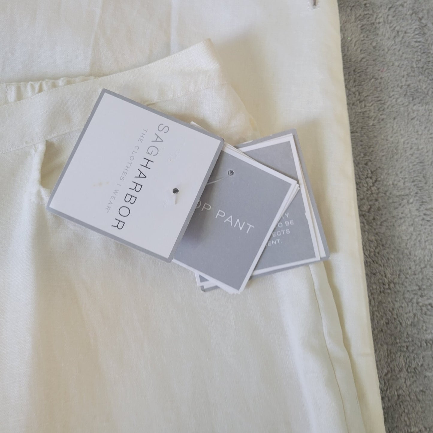 Sag Harbor Women Pants 18 Missy Capri Zip Fly Off White Beaded Lined Embroidered