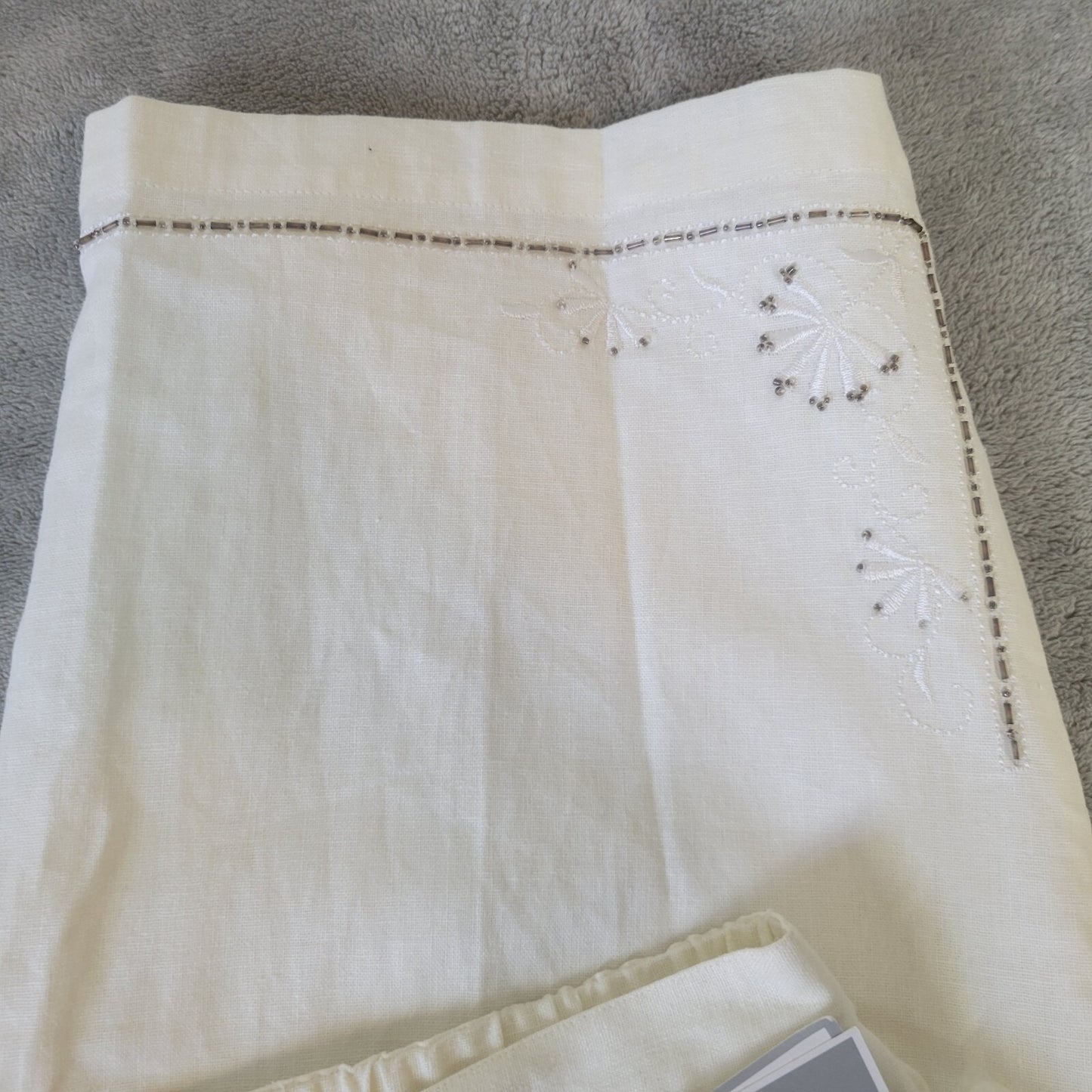 Sag Harbor Women Pants 18 Missy Capri Zip Fly Off White Beaded Lined Embroidered